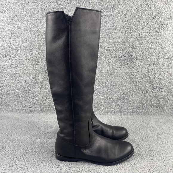 Stuart Weitzman Boots Knee High Leather V Cutout Riding Shoe Pull On Womens 6.5 - Picture 2 of 16